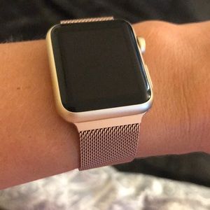 Rose gold Apple Watch band